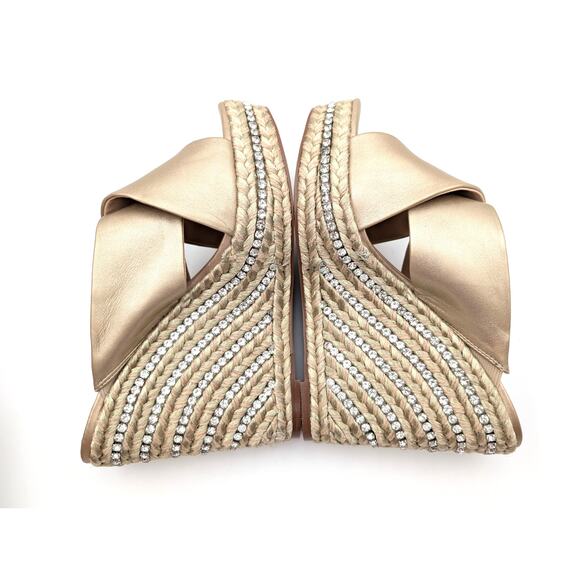 Charles by Charles David Cate Metallic Espadrille Wedge Sandal Size US9.5M EU40 - Picture 9 of 11